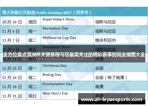 全方位盘点澳洲杯关键赛程与您最需关注的精彩赛事时间全指南大全