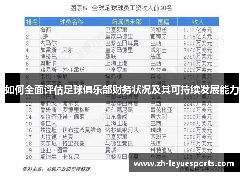 如何全面评估足球俱乐部财务状况及其可持续发展能力 如何全面评估足球俱乐部财务状况及其可持续发展能力